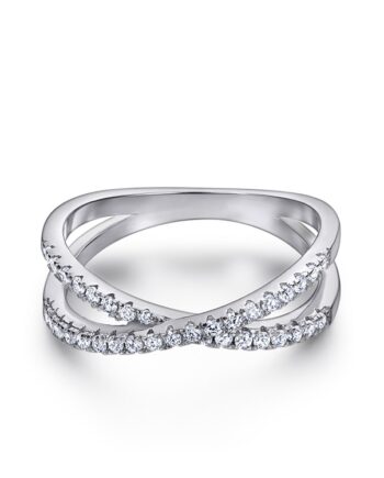Inel dublu argint cu zirconiu cubic, argint 925‰