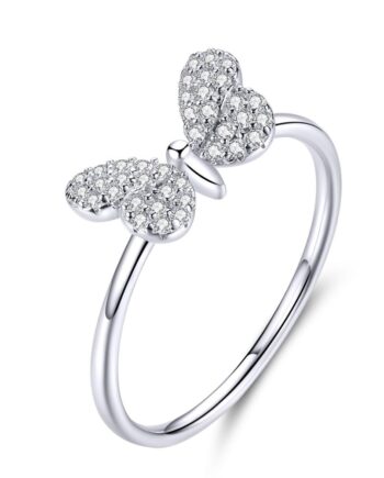 Inel fluture cu aripi din zirconiu cubic, argint 925‰