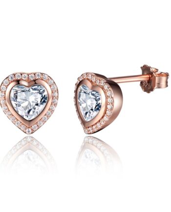 Cercei inimioara cu zirconiu pave, argint 925‰